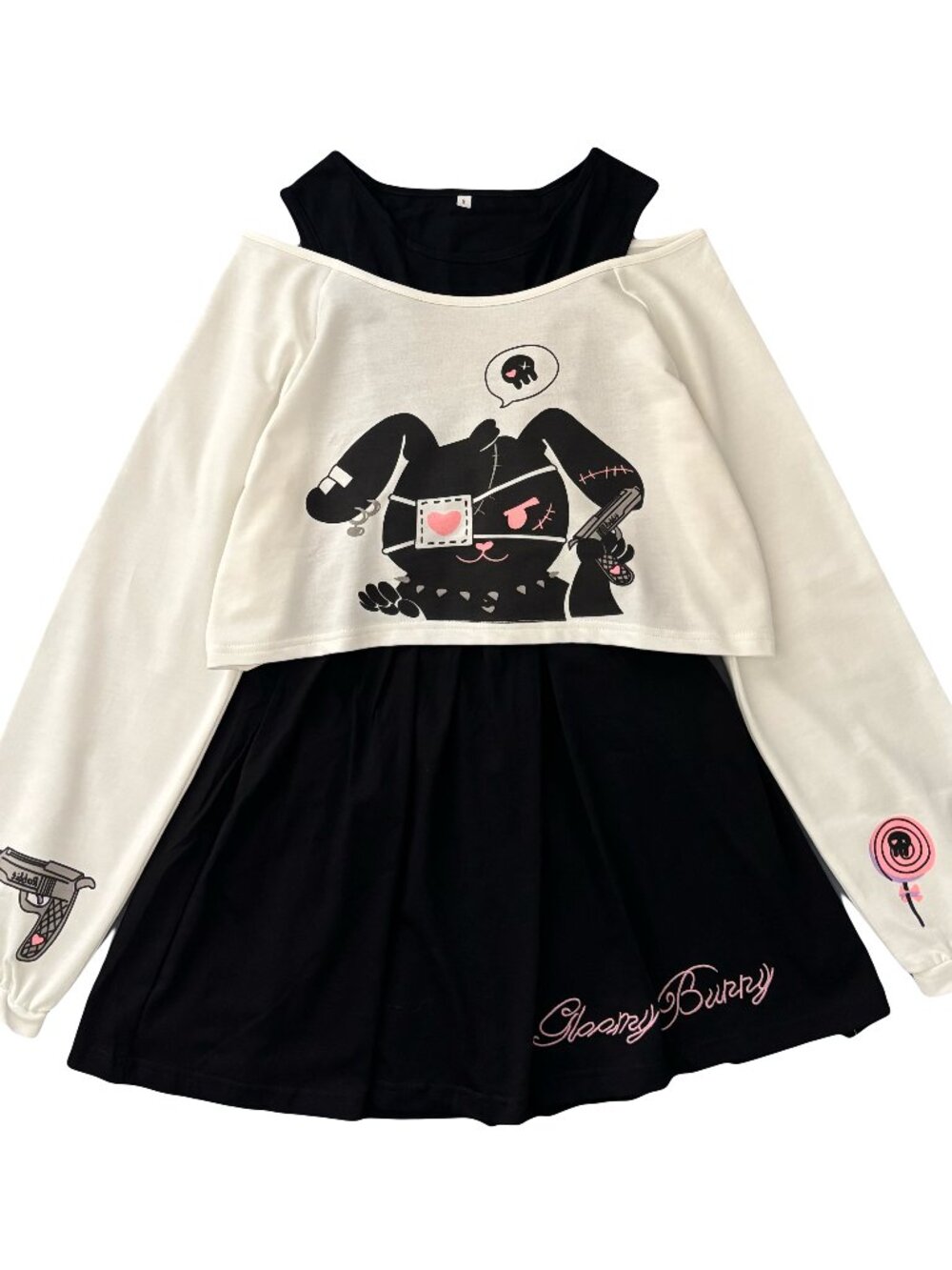 Y2K cute bunny cotton dress 2 pieces
